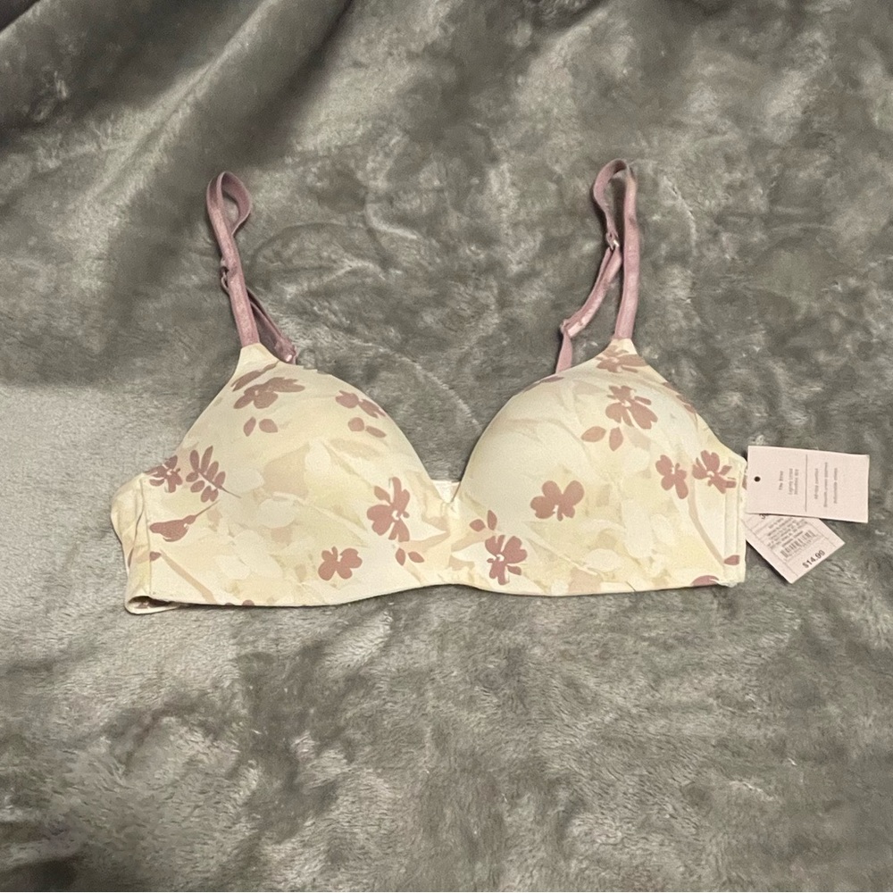 Everyday Floral Lightly Padded Bra - Cream & Pink
